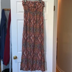 Strapless boho maxi dress